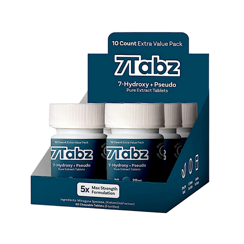 7Tabz 7-Hydroxy + Pseudo Pure Extract Tablets - 10ct/Bottle | 6 Bottles with high-potency chewables
