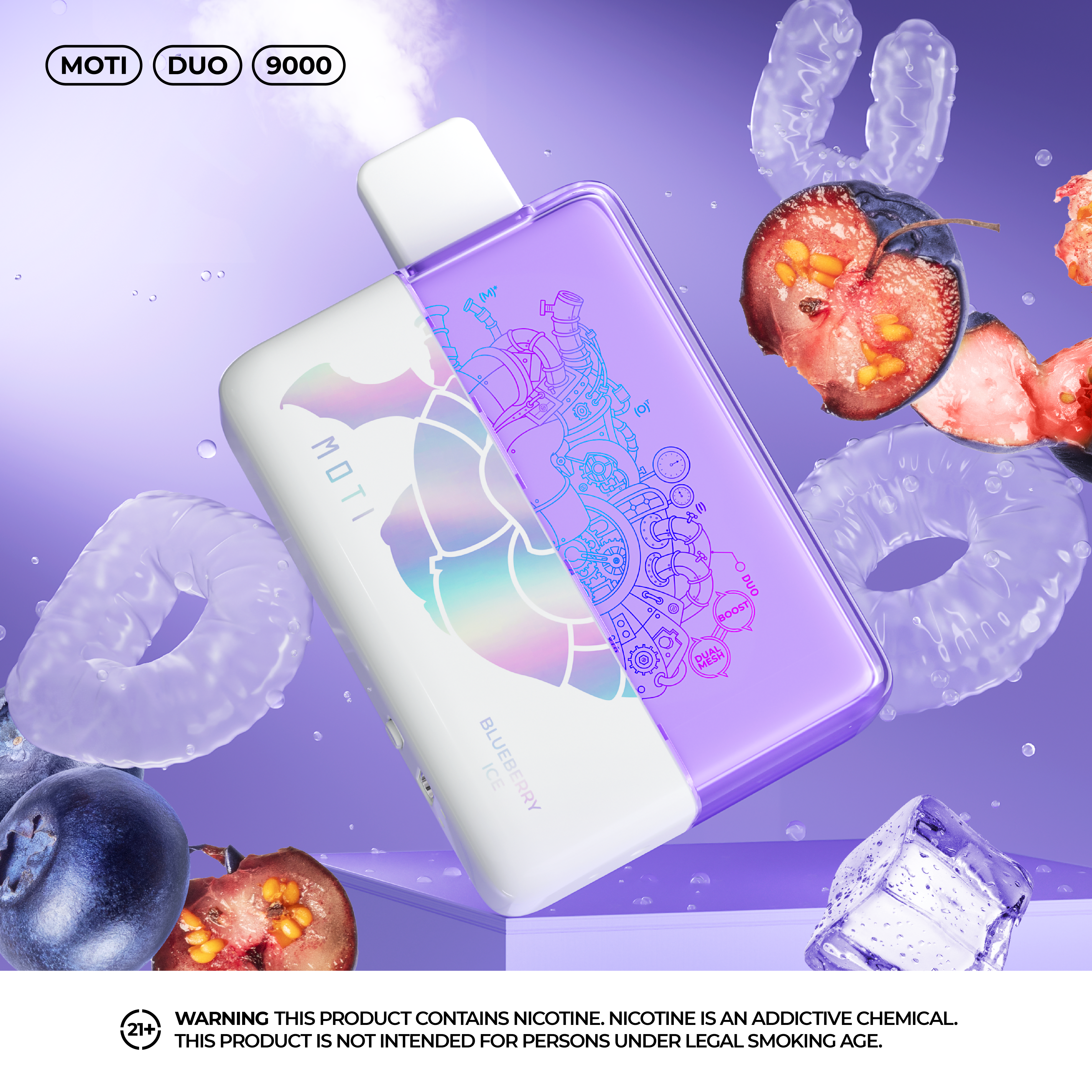 Moti DUO 9000 Disposable Vape Blueberry Ice Flavor Image