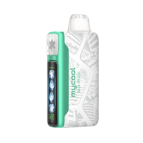 Adjust MyCool Disposable Vape 40K in Baja Splash flavor with tropical citrus burst design.