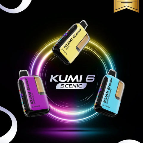 Kumi 6 Scenic 50k Disposable Vape with LED display and USB-C port