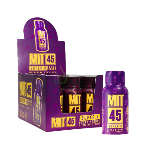 MIT45 Super K Extra Strong Kratom Extract Shot (Purple) – 12 Shots/Box front view