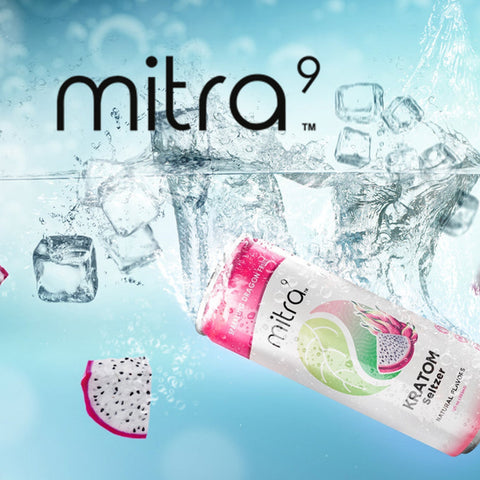 Mitra9 Kratom Seltzer Drink 24-pack with assorted sparkling fruit flavors