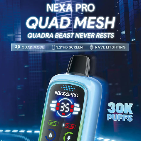 Nexa Pro 30K Disposable Vape with HD screen, rave lighting and 30000 puffs