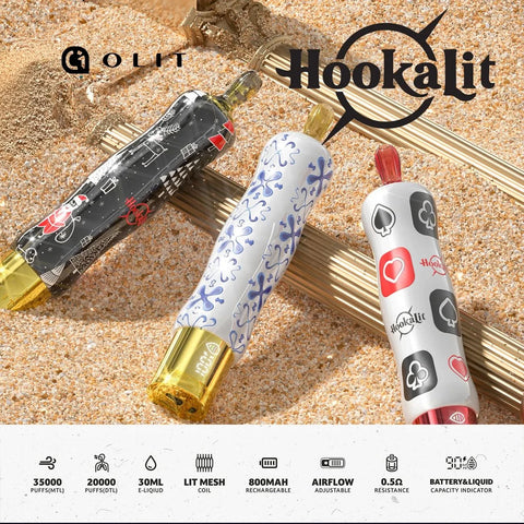 Olit Hookalit S 35K Disposable Vape 3% with LED screen and adjustable airflow
