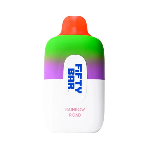 Fifty Bar Rainbow Road The vibrant, two-color design showcases the brand's logo and American flag.