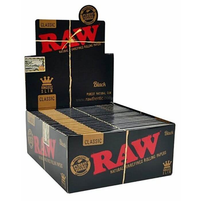 Raw Classic Black King Size Slim Rolling Papers 50ct Box