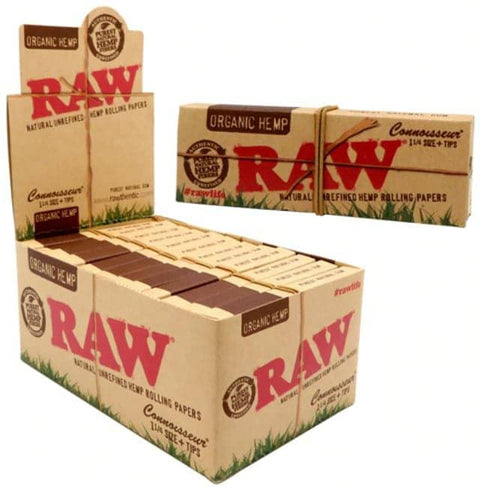 RAW CLASSIC CONNOISSEUR 1 1/4 ROLLING PAPERS + TIPS 24CT BOX - Vape City USA - Smoking Accessories
