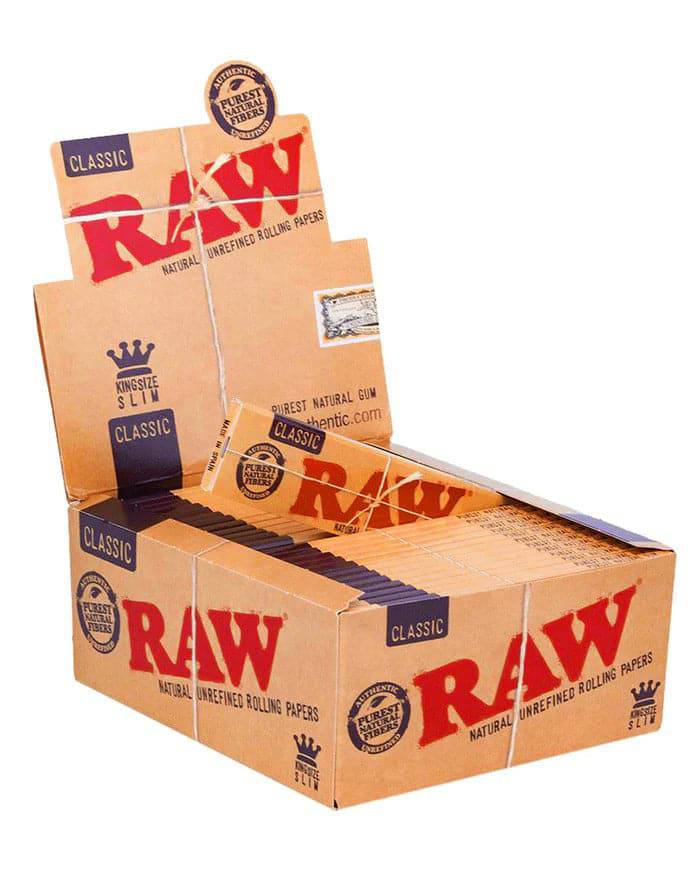 Raw Classic King Size Slim Rolling Papers 50ct Box Vape City Usa