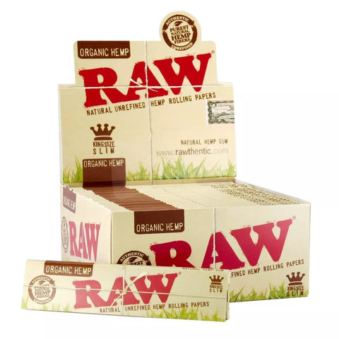 RAW ORGANIC HEMP KING SIZE SLIM ROLLING PAPERS 50CT BOX - Vape City USA - Smoking Accessories