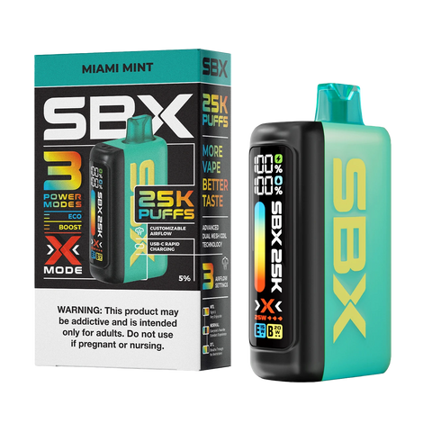 SBX 25K Disposable Vape Miami Mint with refreshing tropical mint
