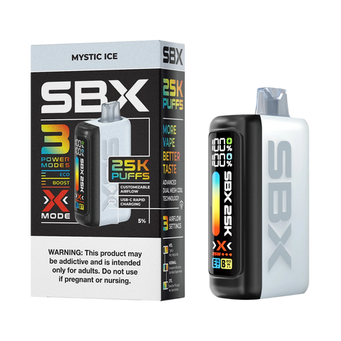 SBX 25K Disposable Vape Mystic Ice with intense menthol chill