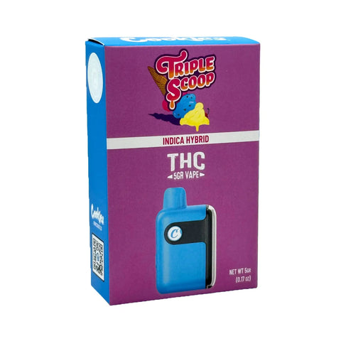 Triple Scoop flavor - Cookies THC Vape Indica Hybrid, 5g disposable with THC-P and Delta-8 Live Rosin.