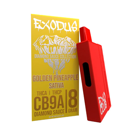 Exodus THC-A Disposable Vape in Golden Pineapple flavor, sweet tropical pineapple with a creamy finish.