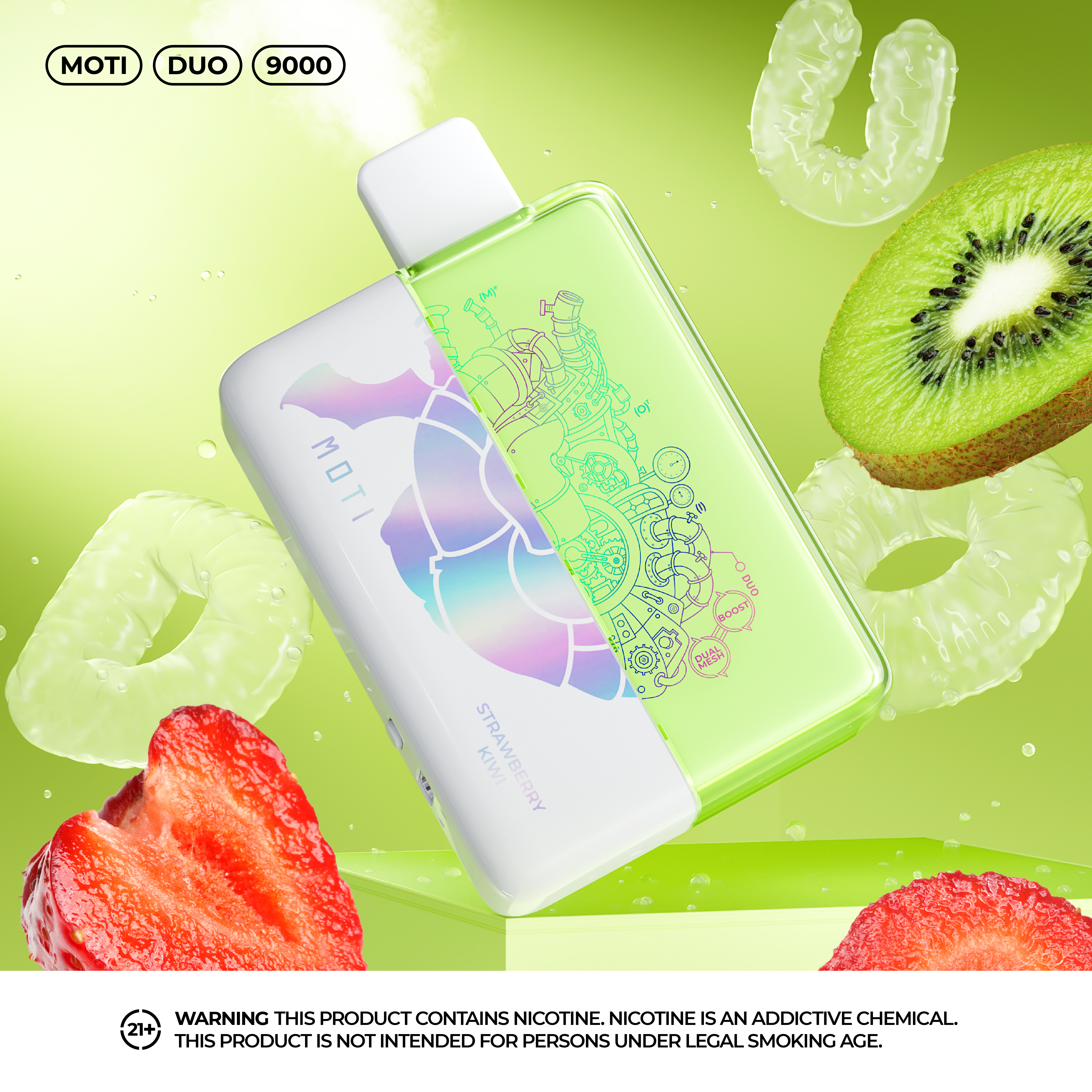Moti DUO 9000 Disposable Vape Strawberry Ice Flavor Image
