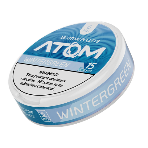 Wintergreen Atom Nicotine Pouches 6mg – Bold mint flavor with 15 tobacco-free nicotine pouches per can.
