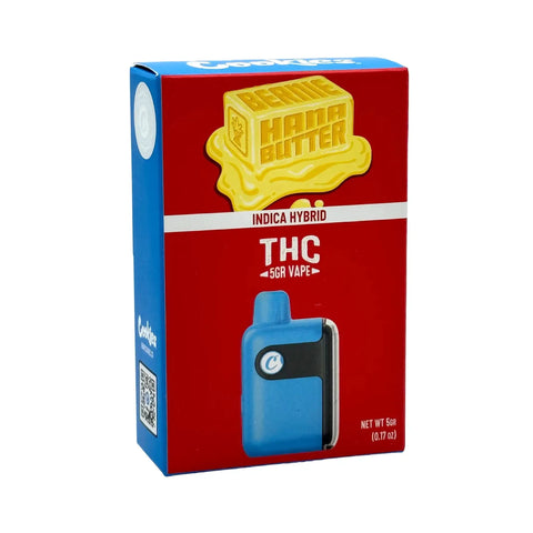 Bernie Hana Butter flavor - Cookies THC Vape Indica Hybrid, 5g disposable with THC-A Liquid Diamonds and Delta-8.
