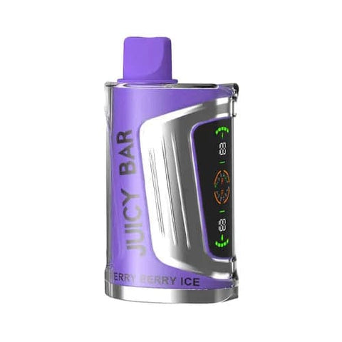 Front view of innovative Purple Juicy Bar Vape Device JB15000 PRO MAX with display Berry Berry Ice flavored