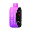 The front view of the innovative VPR GET ELF'ED UP. 18000 disposable vape showcases a mesmerizing dark purple and light purple gradient, highlighting the captivating Black Ice flavor. With an impressive 18000 puff count, 18ml e-liquid capacity, and powerful 800mAh battery, this advanced device promises an unparalleled icy vaping experience.
