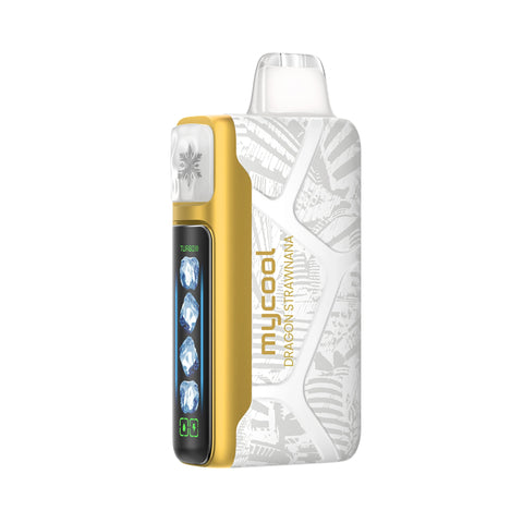 Adjust MyCool Disposable Vape 40K Dragon Strawnana flavor, a tropical mix of dragon fruit, strawberry, and banana – a must-try.