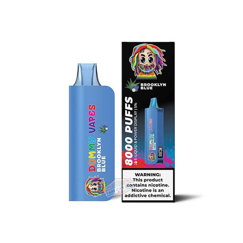 Dummy Vapes 8000 Disposable Vape Brooklyn Blue flavor bold blueberry with smooth icy chill