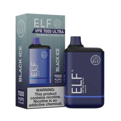 Device and box of ELF VPR 700 ULTRA Disposable Vape Black Ice flavored 