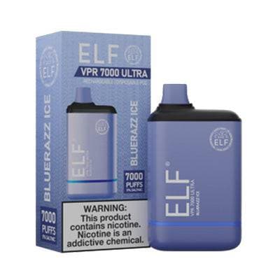Device and box of ELF VPR 700 ULTRA Disposable Vape Bluerazz Ice flavored