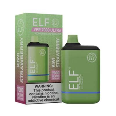Device and box of ELF VPR 700 ULTRA Disposable Vape  Kiwi Strawberry flavored