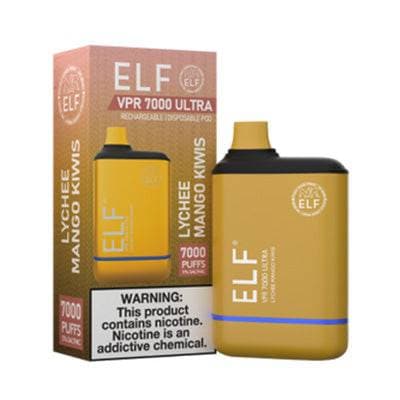 Device and box of ELF VPR 700 ULTRA Disposable Vape  Lychee Mango Kiwis flavored