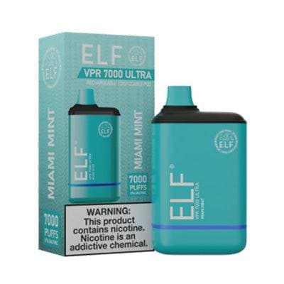 Device and box of ELF VPR 700 ULTRA Disposable Vape  Miami Mint flavored