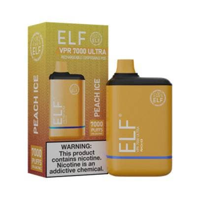 Device and box of ELF VPR 700 ULTRA Disposable Vape  Peach Ice flavored