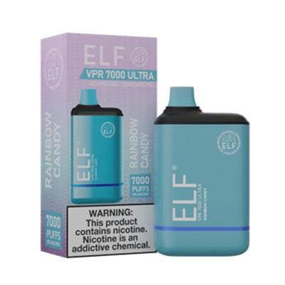 Device and box of ELF VPR 700 ULTRA Disposable Vape  Rainbow Candy flavored