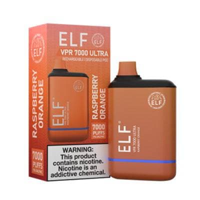 Device and box of ELF VPR 700 ULTRA Disposable Vape  Raspberry Orange flavored