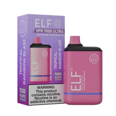 Device and box of ELF VPR 700 ULTRA Disposable Vape  Tropical Rainbow Blast flavored