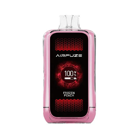 Front view of the charm pink Airfuze Jet 20000 Vape in Frozen Peach flavor, highlighting the sleek design and user-friendly interface for a seamless and enjoyable vaping experience.