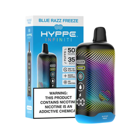 Blue Razz Freeze – Blue raspberry Hyppe Infiniti 50000 vape with icy finish