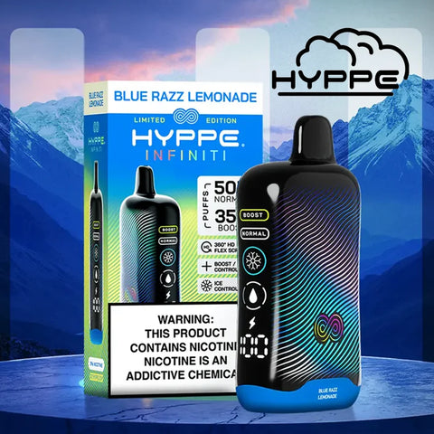 Blue Razz Lemonade – Blue and yellow Hyppe vape with raspberry lemonade flavor
