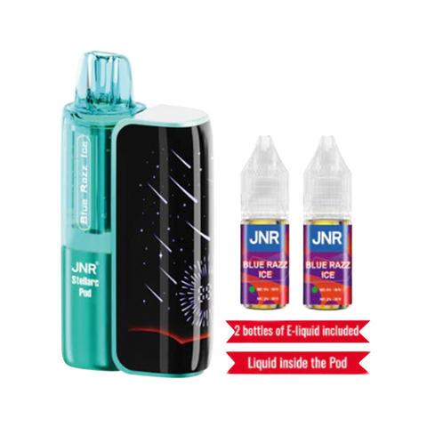 JNR Stellarc Kit 100K Vape in Blue Razz Ice flavor – tangy blue raspberry with icy menthol finish in a 100k puff vape