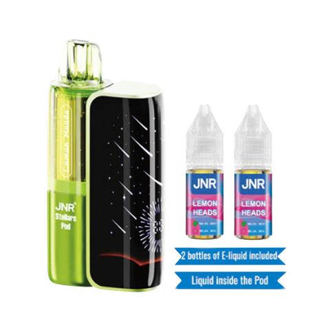 JNR Stellarc Kit 100K Vape in Lemon Heads flavor – sour lemon candy-inspired vape in refillable 100k puff system