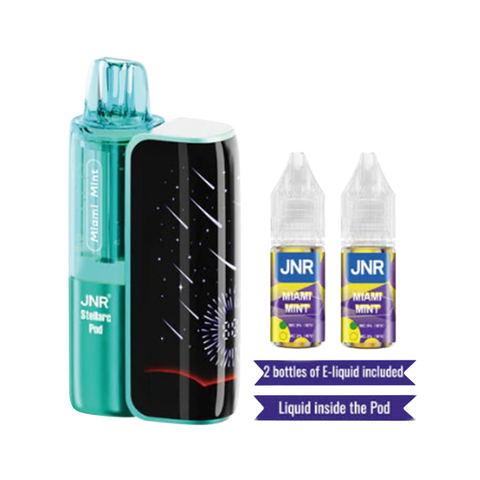 JNR Stellarc Kit 100K Vape in Miami Mint flavor – refreshing cool mint vape with smooth 2% nicotine delivery