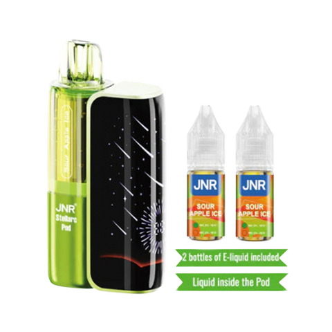 JNR Stellarc Kit 100K Vape in Sour Apple Ice flavor – crisp green apple and cooling menthol in 100k puff vape