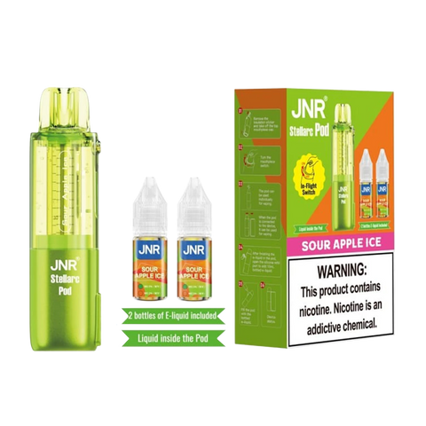 JNR Stellarc 100K Puff Disposable Vape Pod Sour Apple Ice flavor crisp tart apple with cool frosty finish