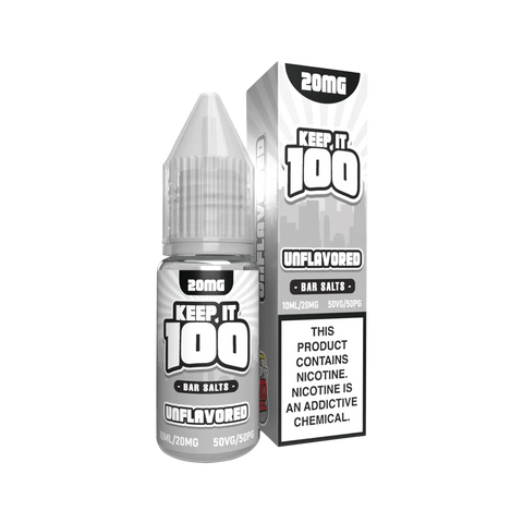 Keep It 100 Bar Salt 20mg Unflavored – 10mL salt nic vape with no added flavor