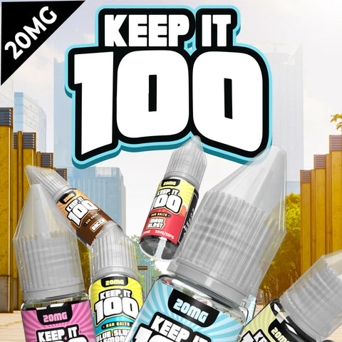 Keep It 100 Bar Salt 20mg vape juice bottle – 10mL salt nic flavor for pod systems