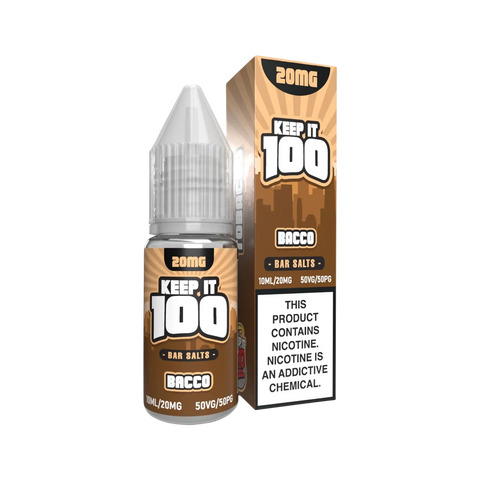 Keep It 100 Bar Salt 50mg Bacco flavor – robust tobacco vape juice with 50mg salt nicotine