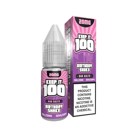 Keep It 100 Bar Salt 50mg Birthday Shake – vanilla cake vape juice with high nicotine
