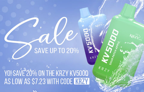 Yo vape fam! For a limited time, save 20% on the new KRZY KV5000 disposable when you use code KRZY at checkout.