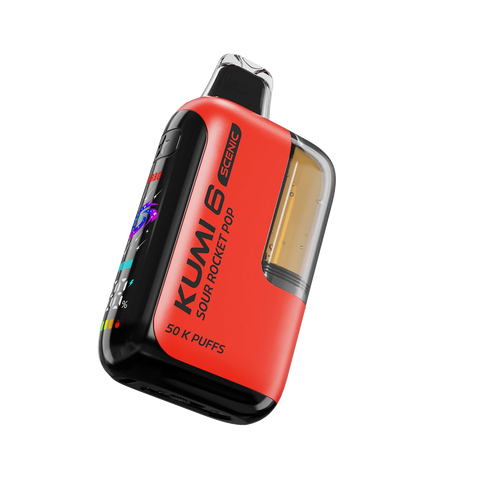 Kumi 6 Scenic 50k Vape in Sour Rocket Pop flavor with cherry, lime, and blue raspberry