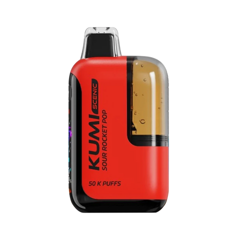 Kumi Scenic 50K Vape in Sour Rocket Pop flavor featuring red, white, and blue popsicle art