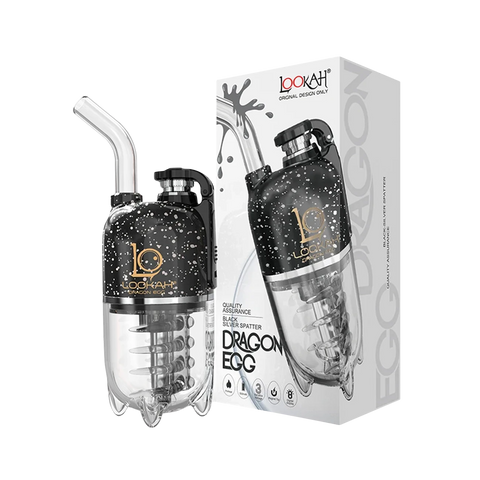 Lookah Dragon Egg Electric Rig in Black-Silver Spatter – Sleek, metallic texture