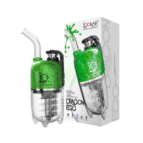 Lookah Dragon Egg Dab Rig in Green-Black Spatter – Nature-inspired pattern